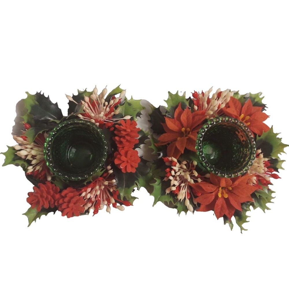 Vintage Eagle Brand Plastic Holly Christmas Wreath Retro Centerpiece Lot of 2